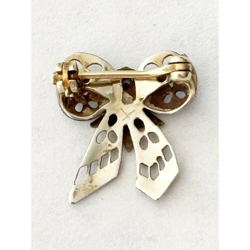 Order of The Eastern Star Bow Brooch With Tiny Diamond